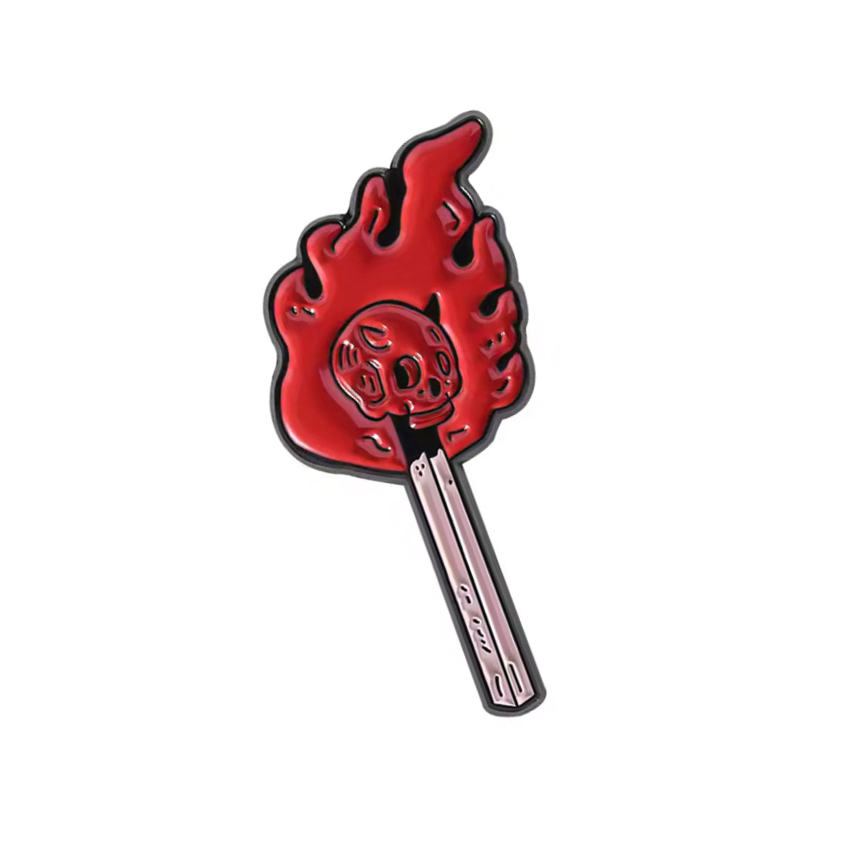 Flaming Skull Match Enamel Pin
