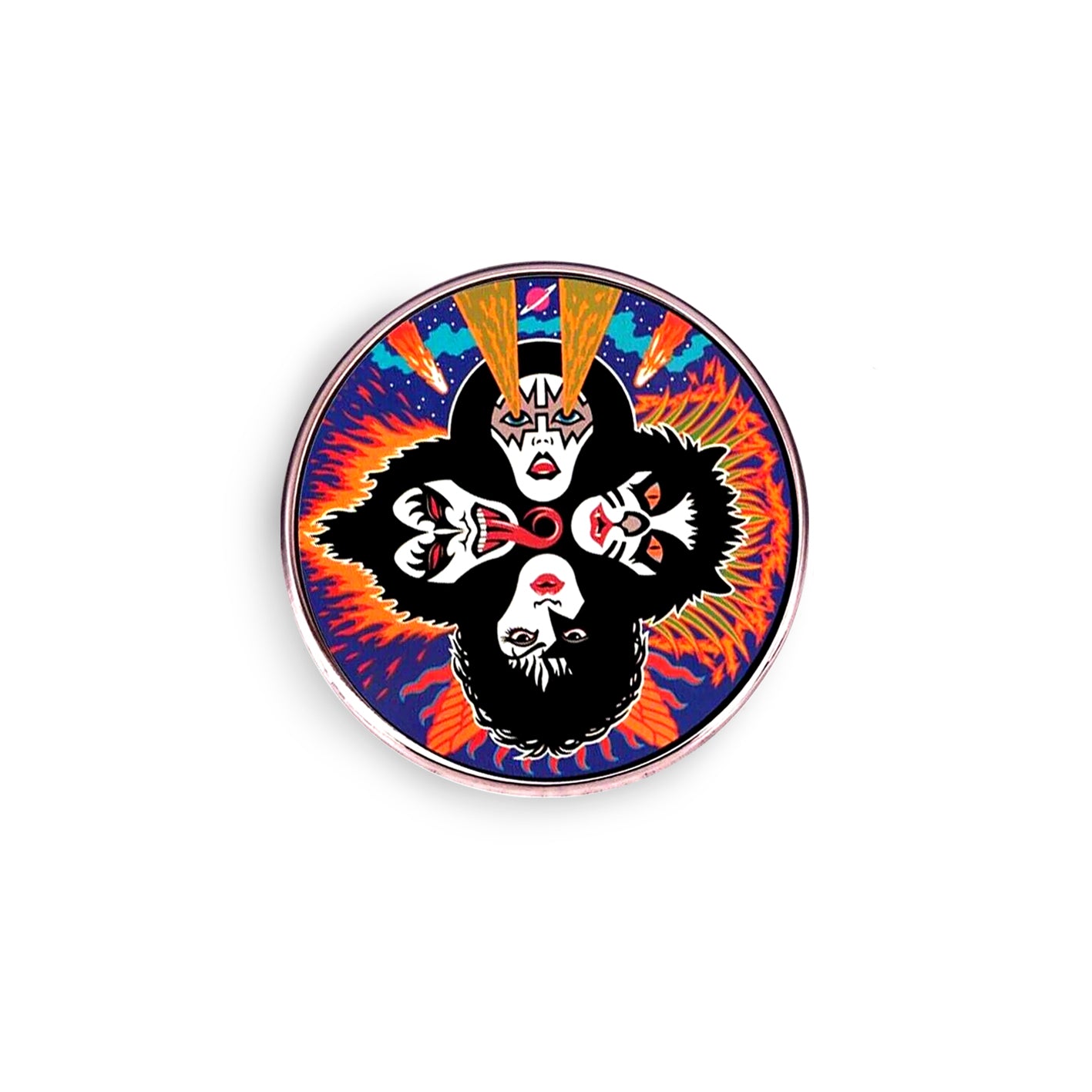 Kiss Rock Roll Over Enamel Pin