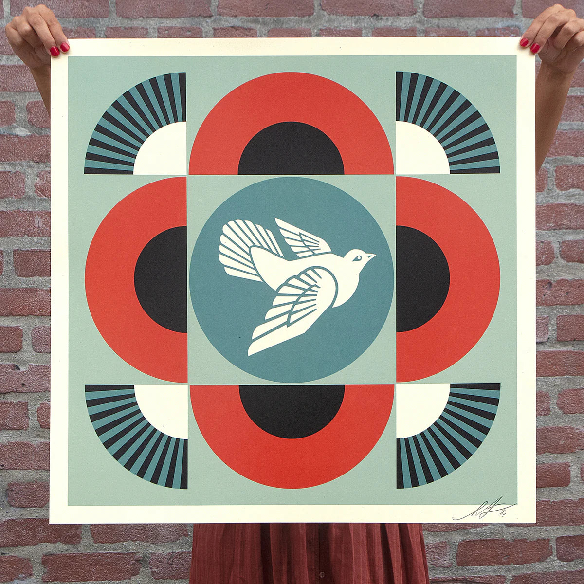 Obey / Geometric Dove red Signed Offset Lithograph print