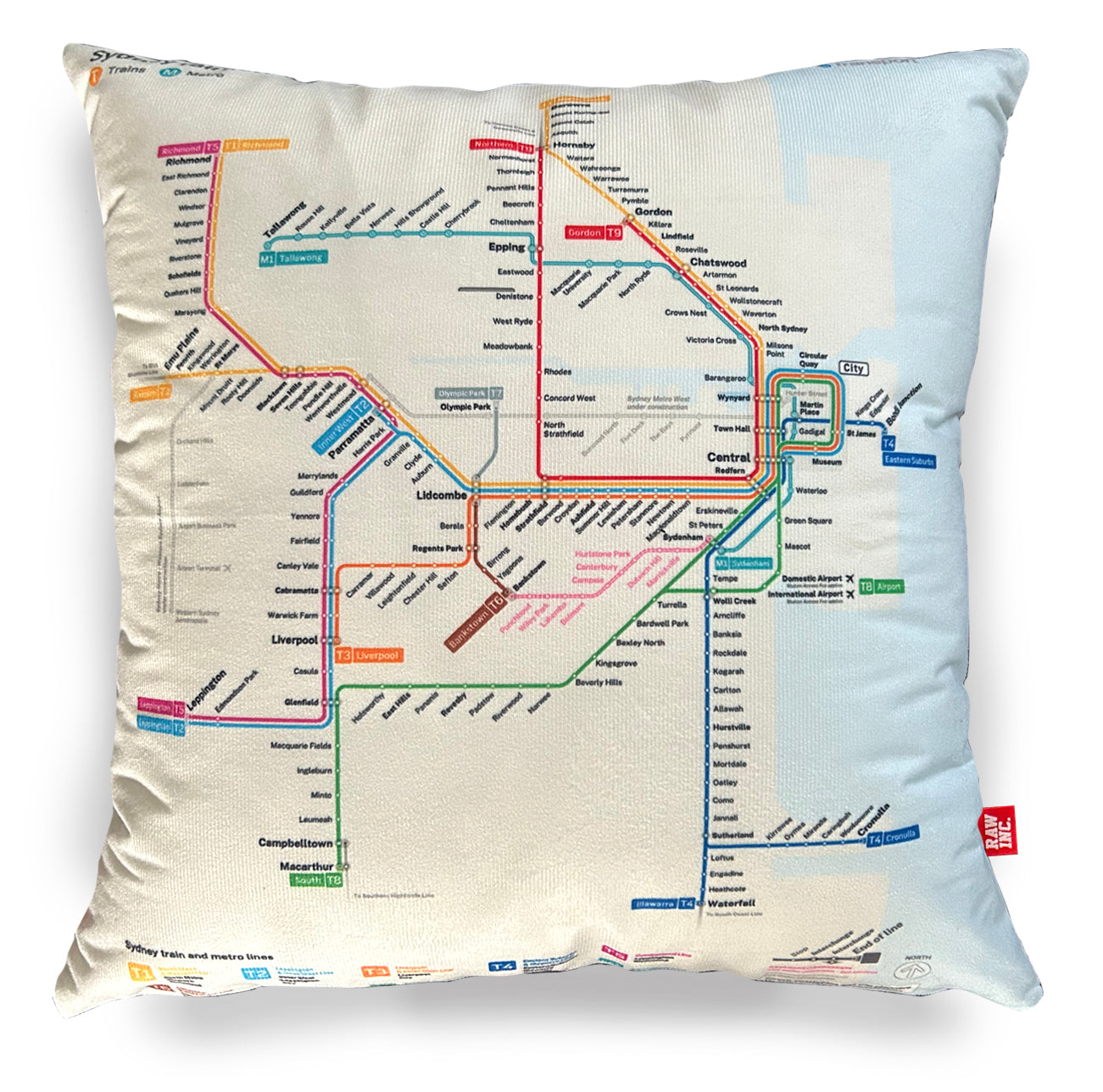 Raw Inc / NSW Railway Map 50x50cm cushion