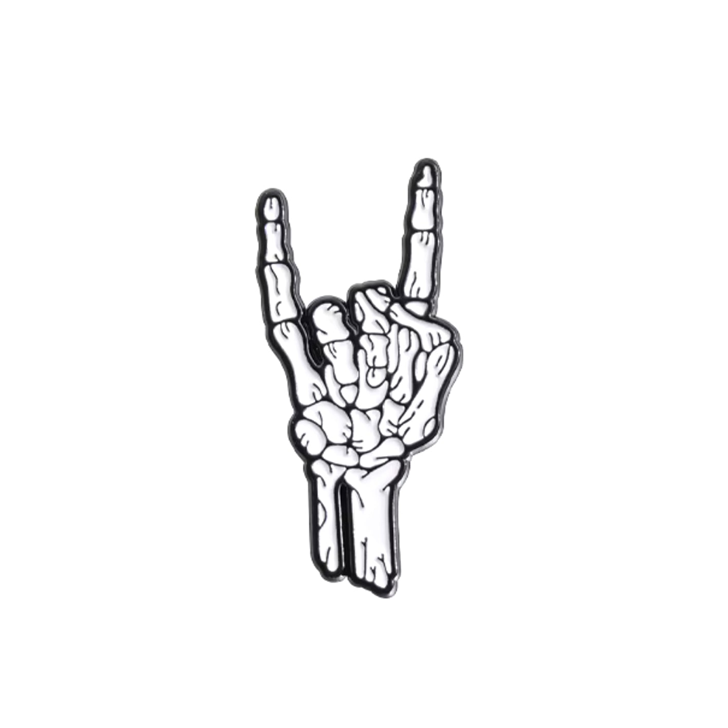 Skeleton Rock Hand Enamel Pin