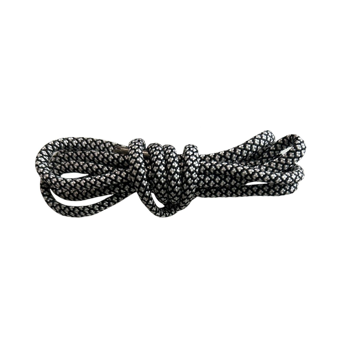 Raw Inc / 127cm Black & Silver Diamond Rope Metal Tip Laces