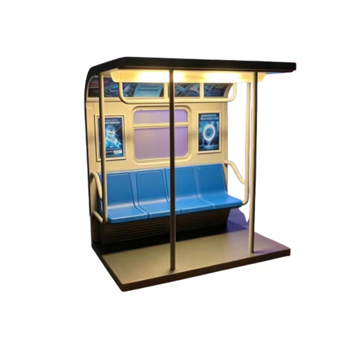 LED Light Blue Subway Train Car Model Nightlight