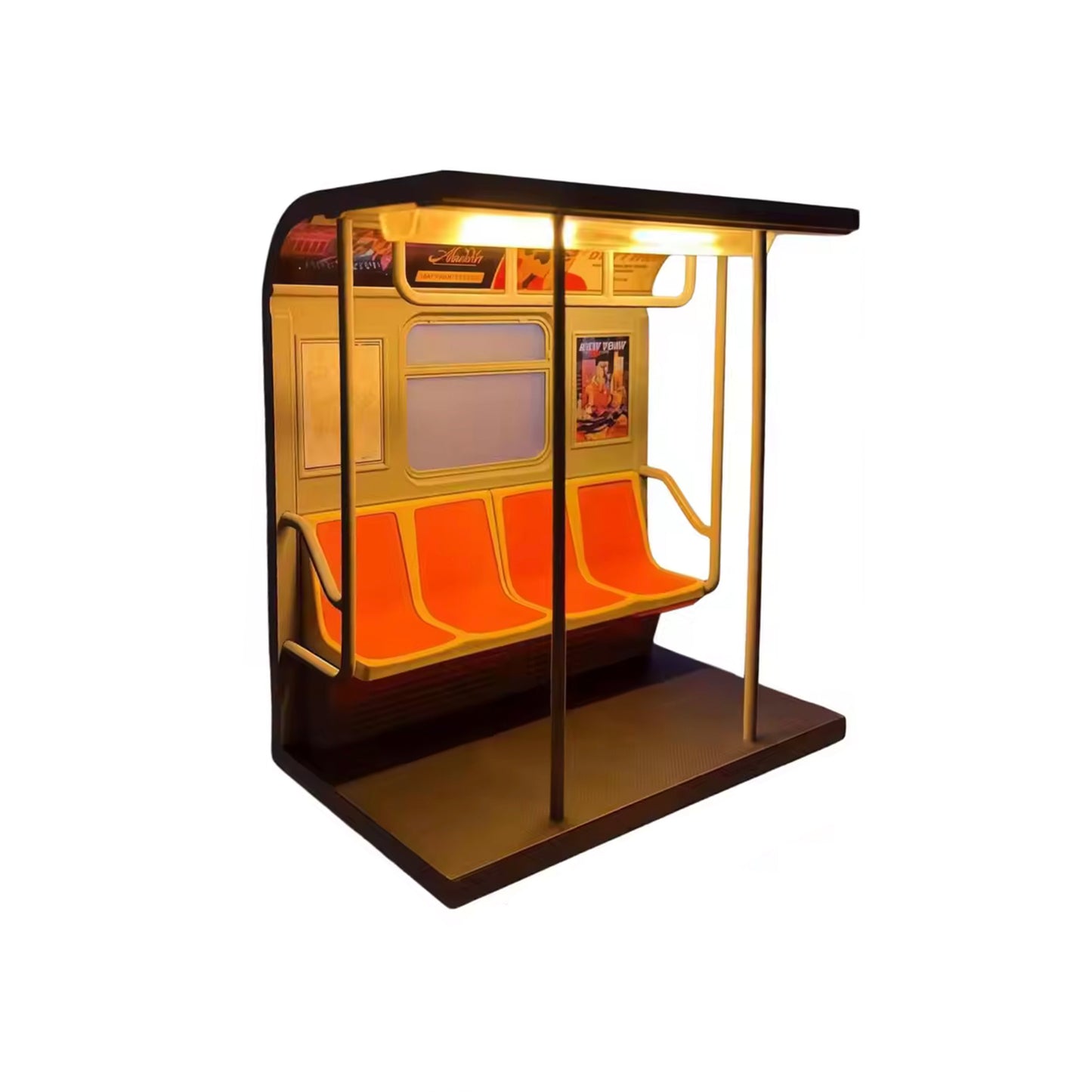 LED Light Orange Subway Train Car Model Nightlight