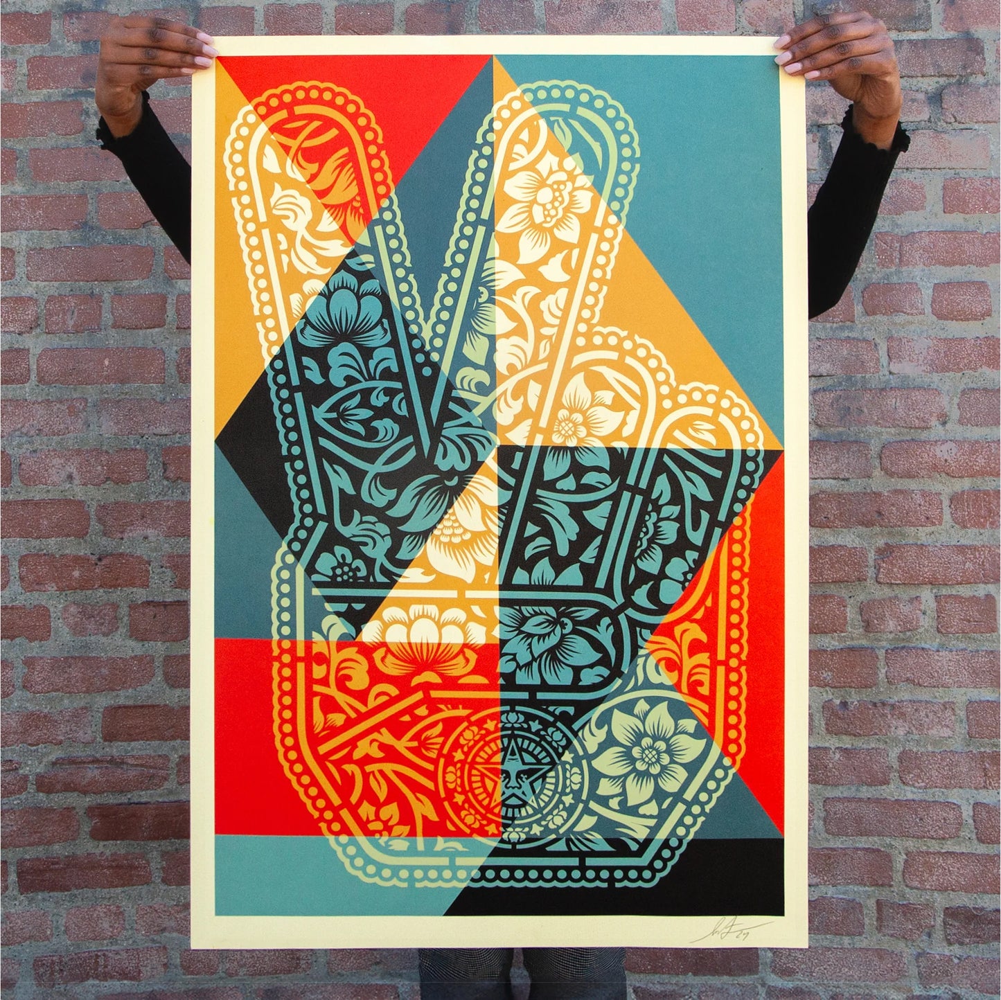 Obey / Peace Fingers Geometric Signed Offset Lithograph print