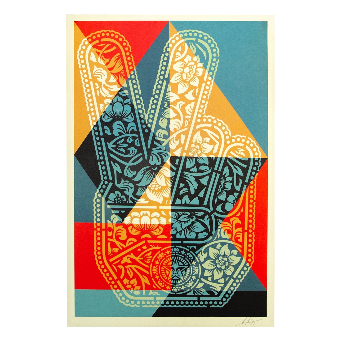 Obey / Peace Fingers Geometric Signed Offset Lithograph print