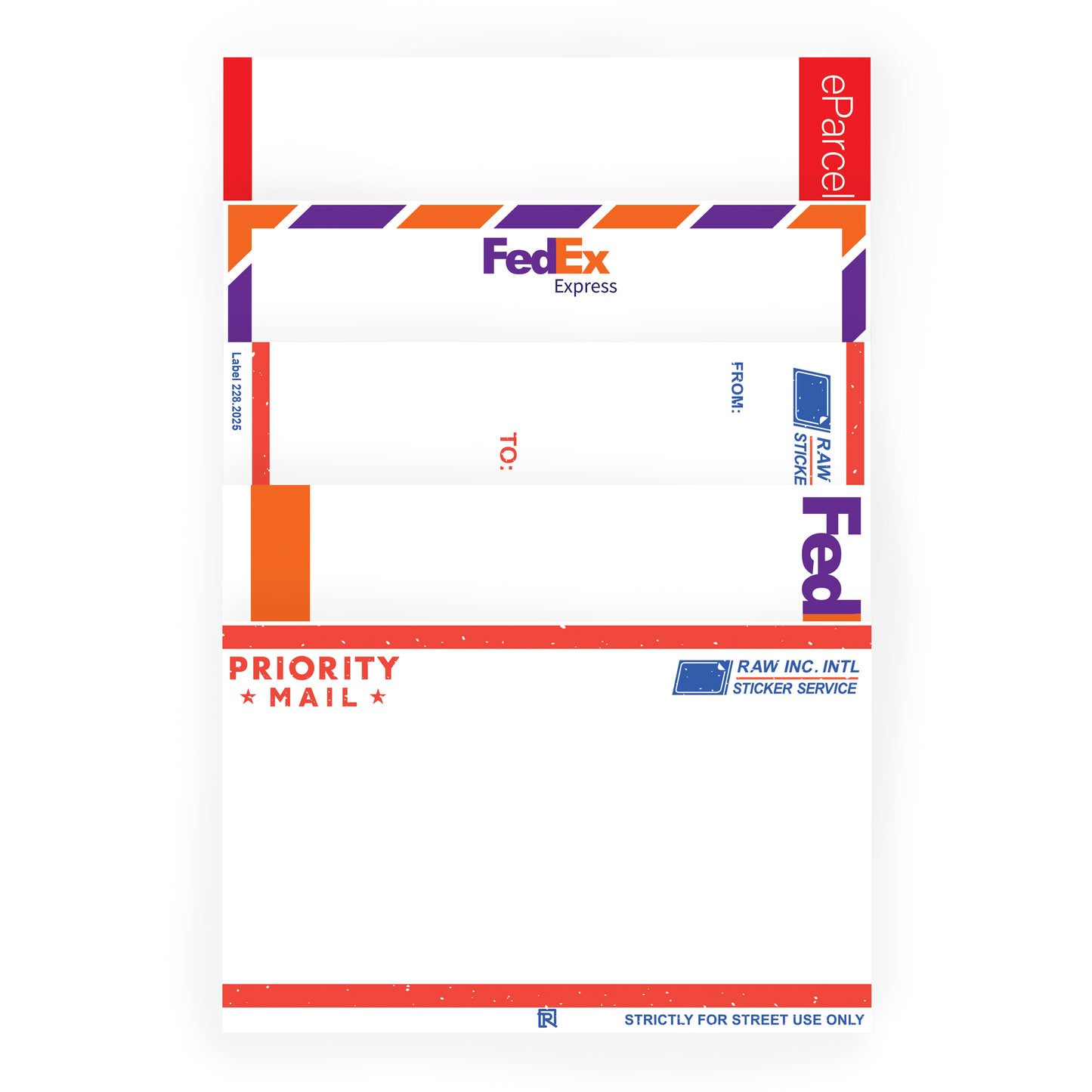 Raw Inc / Postal - Blank Egg shell Split Magnum size 50 sticker pack