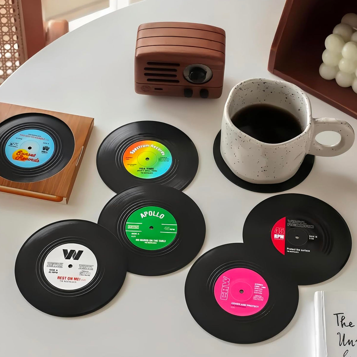 6 Pcs Record Drink Coasters