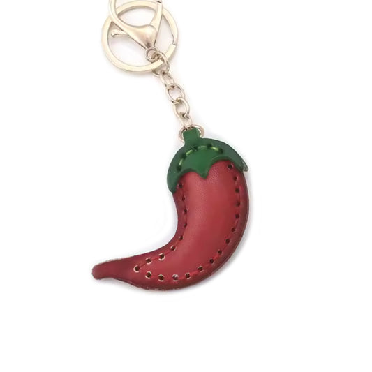 Red Chilli Leather Keyring
