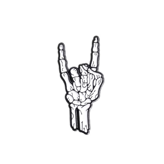 Skeleton Rock Hand Enamel Pin